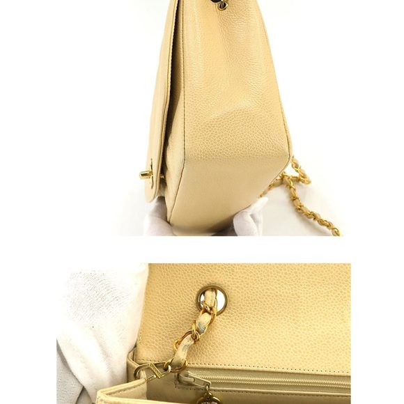 CHANEL Diana 25 Matelasse Chain Shoulder Bag Caviar Skin Beige A01165 - Picture 9 of 10